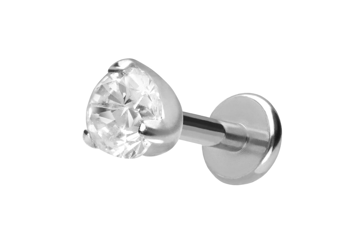 Titan Labret Piercing mit Push Fit EINGEFASSTER KRISTALL